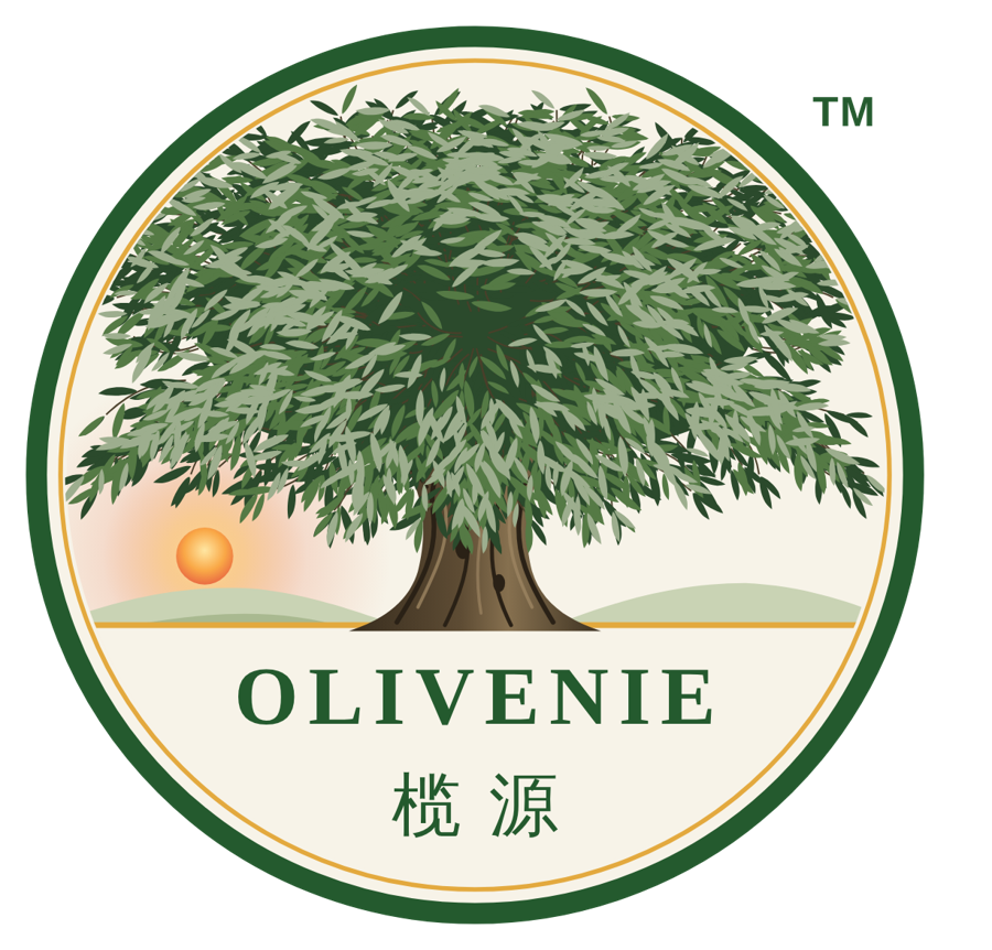 Olivenie 榄源 标志：日出时分的橄榄树